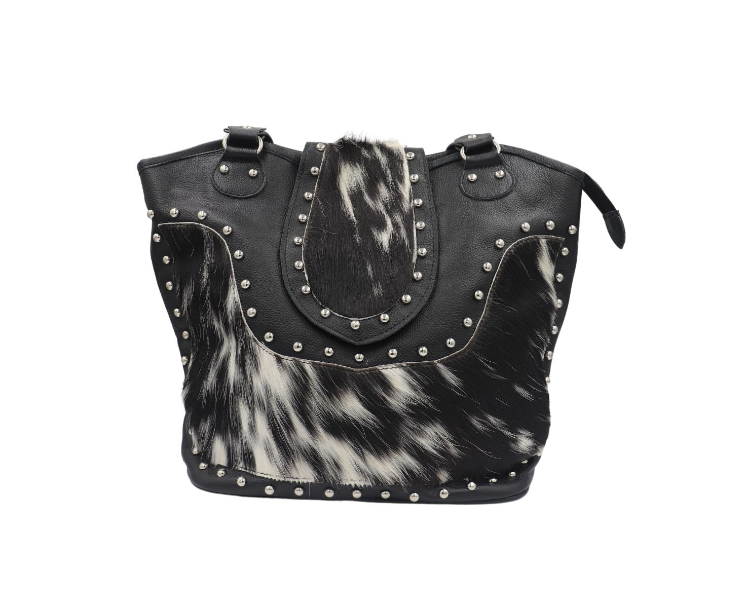 Stylish Studded Cowhide Tote Bag for Women - Durable Leather Handbag with Metal Studs - Perfect for Work, Travel & Everyday Use