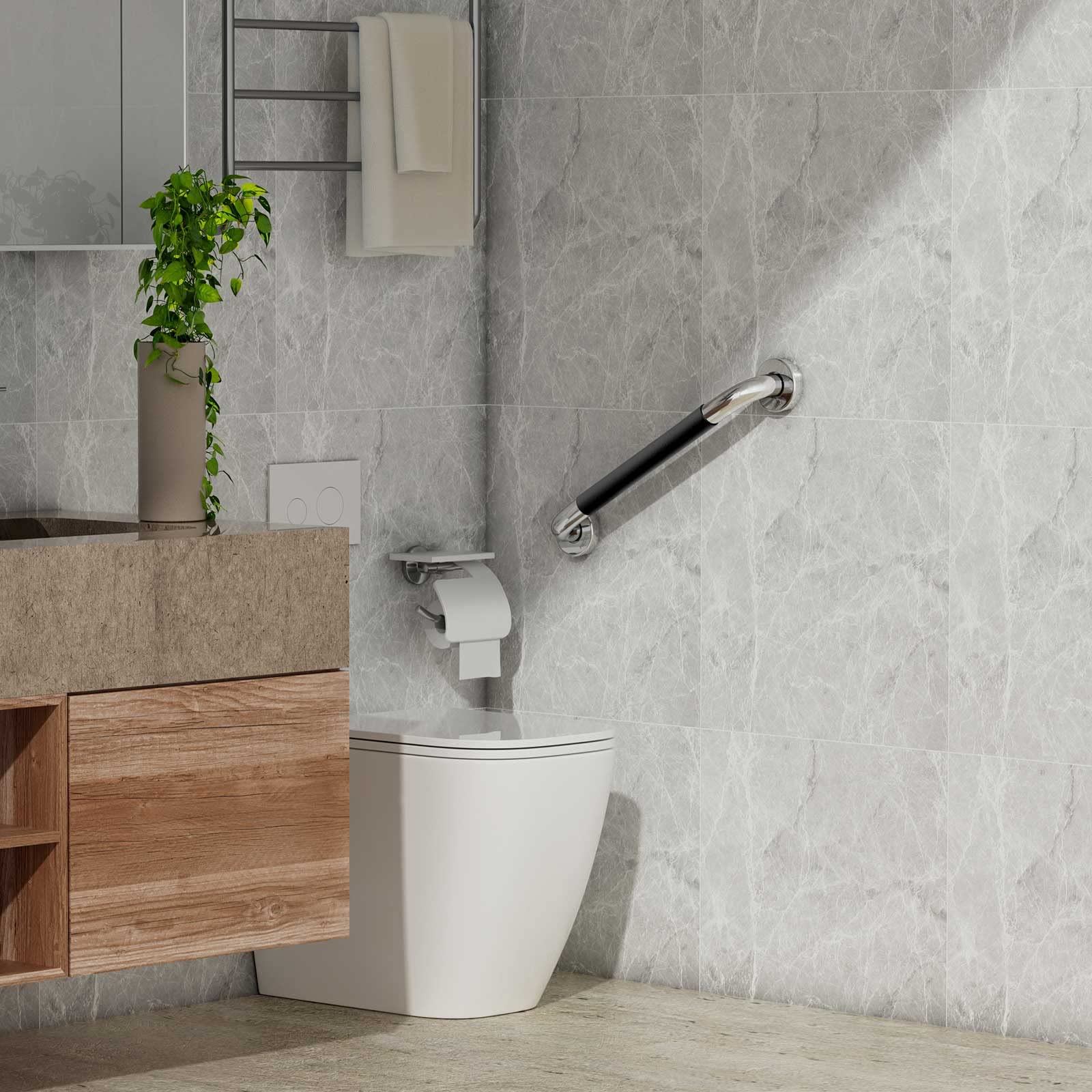 Stainless Steel Bathroom Grab Bars for Elderly Safety - 16 Inch, Non-Slip Shower & Bathtub Handrails