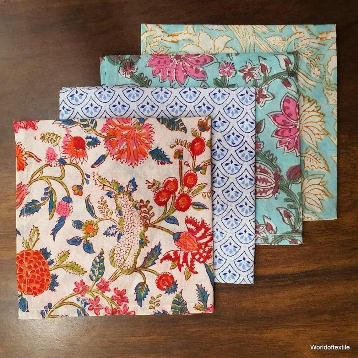 20-Piece Hand-Printed Napkin Set for Home, Kitchen & Dining Room - Decorative Holiday Table Cloth Napkins & Face Towels - Perfect for Parties, Weddings & Everyday Use