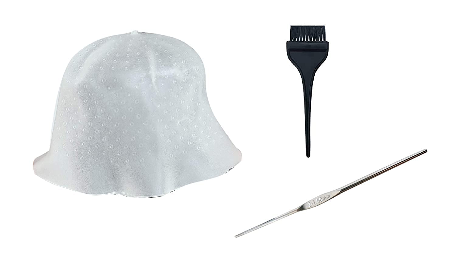 Professional Reusable Hair Highlighting Cap with Hook & Free Dye Brush - Perfect for Salon & At-Home Hair Coloring - Medium Size for Easy Application