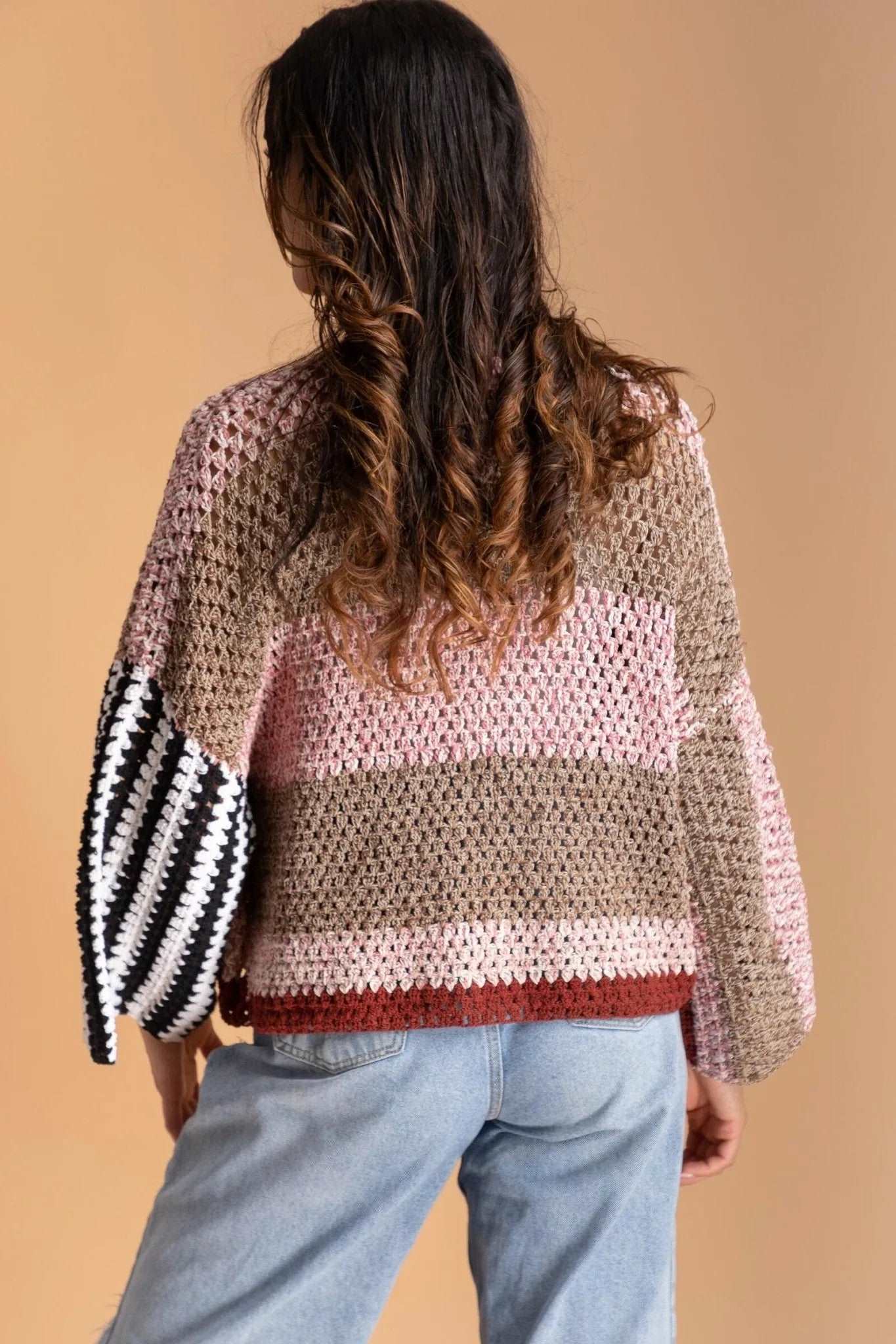 Crochet Granny Square Pattern Jacket - Vintage Boho Cardigan for Women - Handmade Crocheted Sweater - Perfect for Fall, Winter & Cozy Home Wear