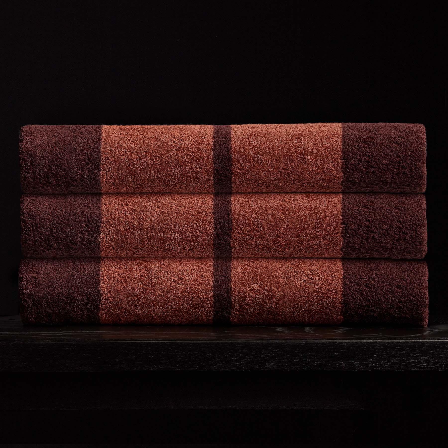 Premium Wide Stripe Beach Towel - Soft & Absorbent - Plum & Paprika Color - Perfect for Pool, Beach, Vacation & Outdoor Activities