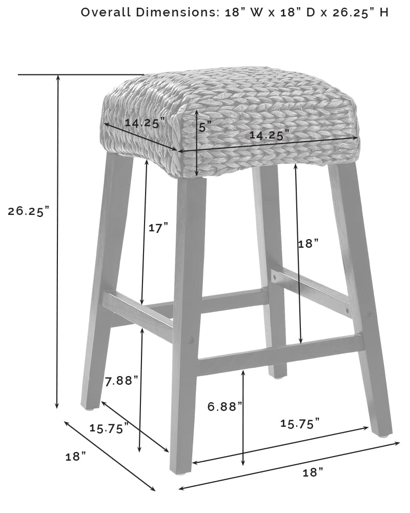 Crosley Edgewater Backless Counter Height Bar Stools Set of 2 - Natural Rattan & Seagrass Handwoven Stools for Kitchen Island, Breakfast Nook & Home Bar Decor