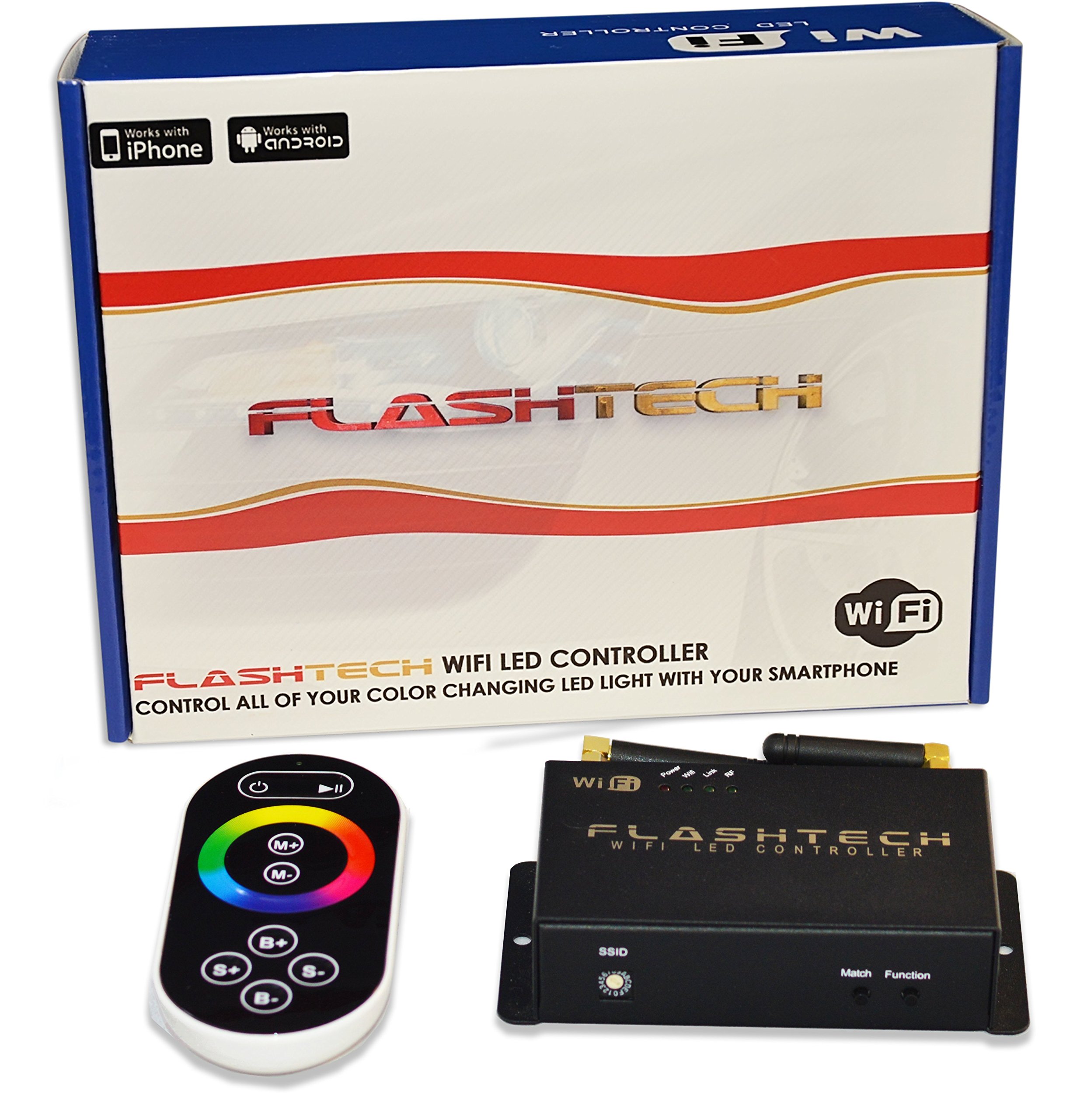 Flashtech LED RGB Multi-Color Waterproof Halo Ring Fog Light Kit with V.3 Fusion Color Change & WiFi Remote - Compatible with Dodge Charger 2011-2014 | Off-Road, Car Customization, Night Driving Enhancement