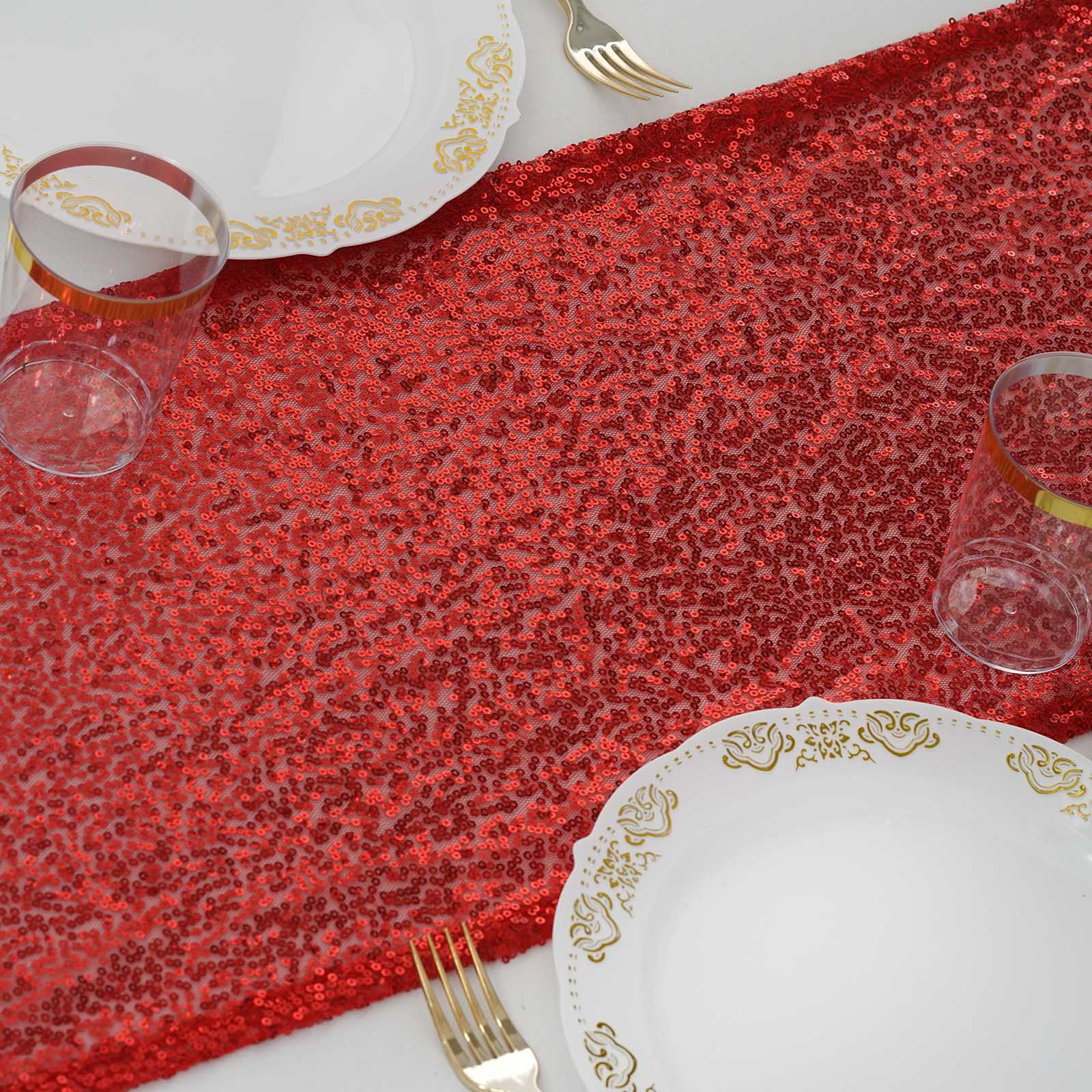 12x108 Inch Silver Sequin Table Runner for Wedding Decorations - Elegant Party, Banquet, and Holiday Table Decor
