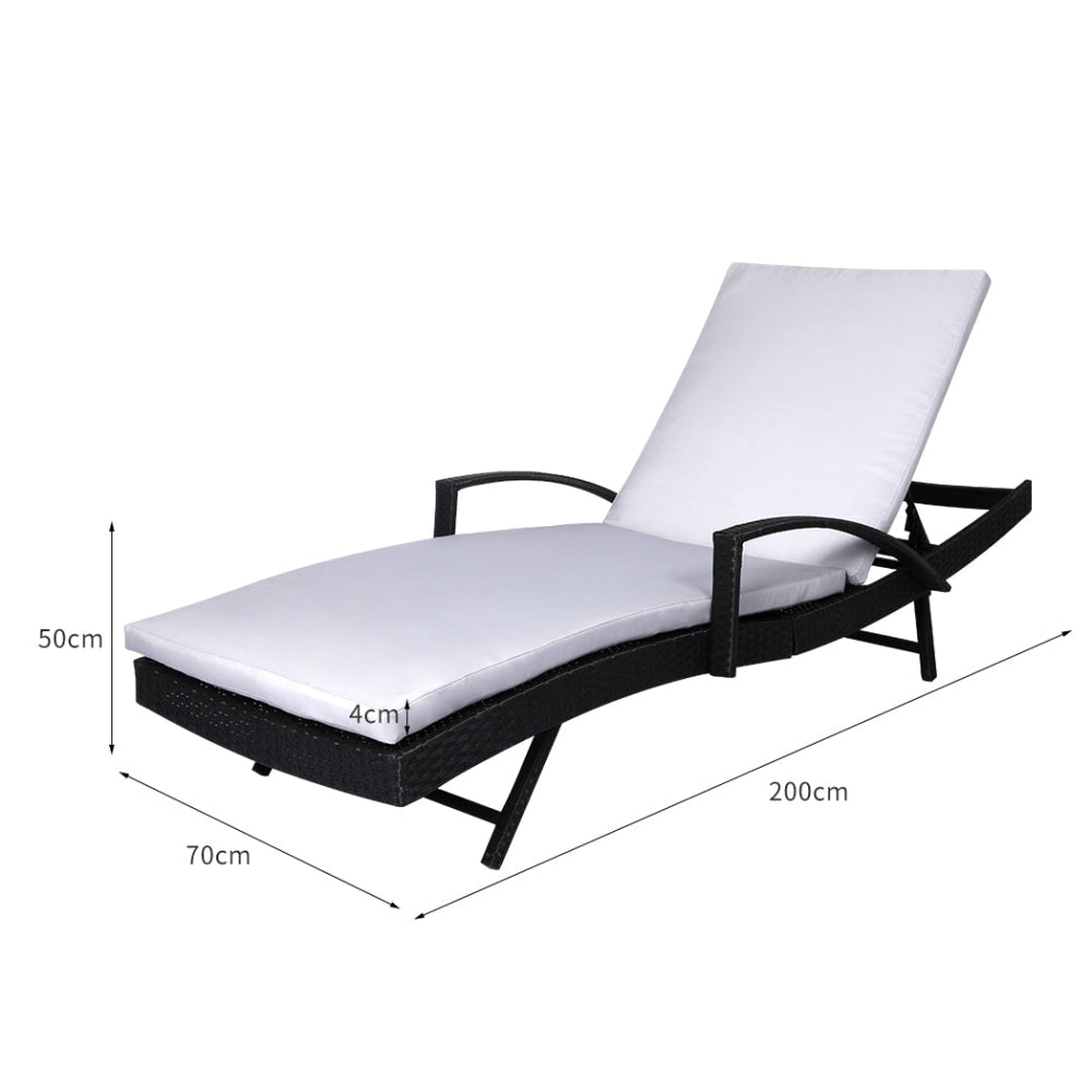 2PCS Levede Sun Lounger Wicker Lounge Chair - Outdoor Furniture Set for Garden, Patio, Poolside - Comfortable Cushion Included - Perfect for Relaxing, Sunbathing & Backyard Lounging