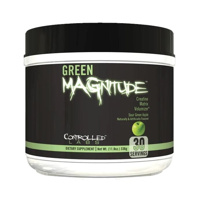 Controlled Labs Green MAGnitude Sour Green Apple Magnesium Supplement Powder - 336g for Muscle Recovery & Performance - Pre-Workout & Post-Workout Nutrition