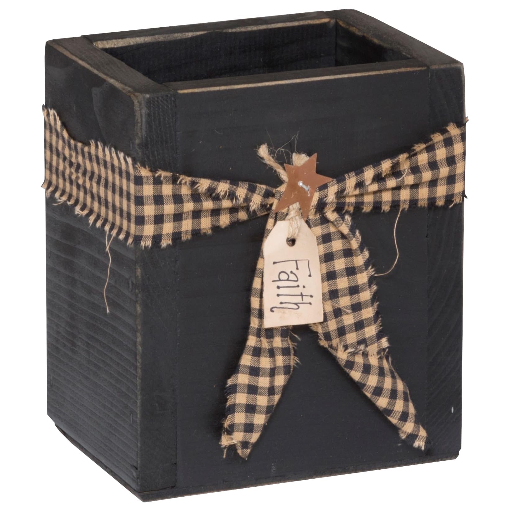 Farmhouse Style Wooden Utensil Holder - Rustic Kitchen Organizer for Spoons, Forks & Cooking Tools (Black) | Perfect for Farmhouse, Cottage & Country Style Kitchens