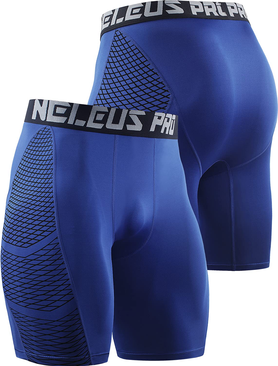 NELEUS Men's Compression Shorts 3-Pack - Moisture Wicking, Breathable & Anti-Chafing Workout Shorts for Running, Gym & Sports