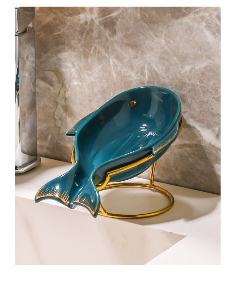 Upgraded Thickened Bottom Suction Leaf-Shaped Soap Dish Holder - Non-Slip, Easy to Clean, Decorative Plastic Soap Tray for Bar Soap - Perfect for Shower, Bathroom, Kitchen & Spa Decor