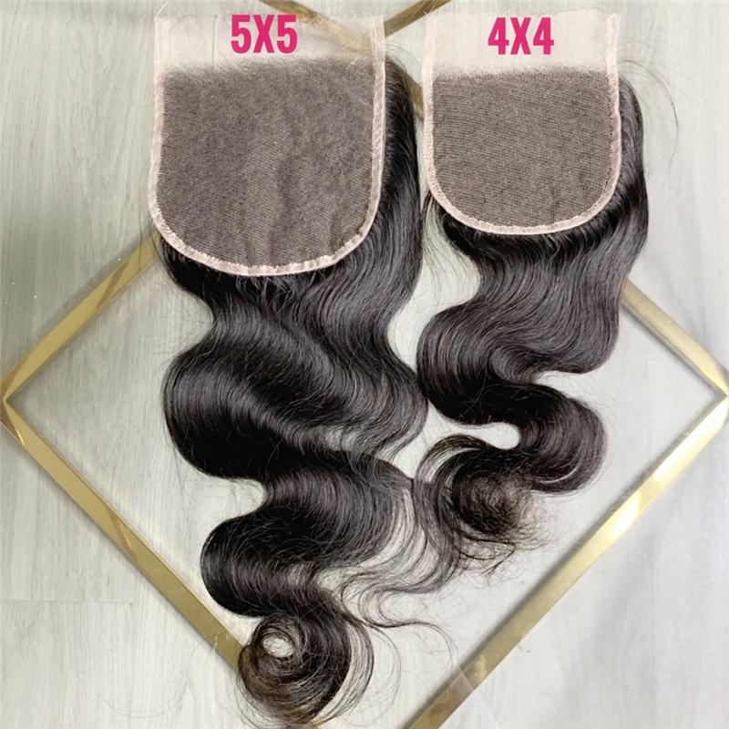 Virgin Human Hair 4x4 5x5 HD Lace Closure - 100% Remy Human Hair Weave - Natural Black Color 10-20 Inches - Perfect for Sew-in Weave, Wig Making & Protective Hairstyles