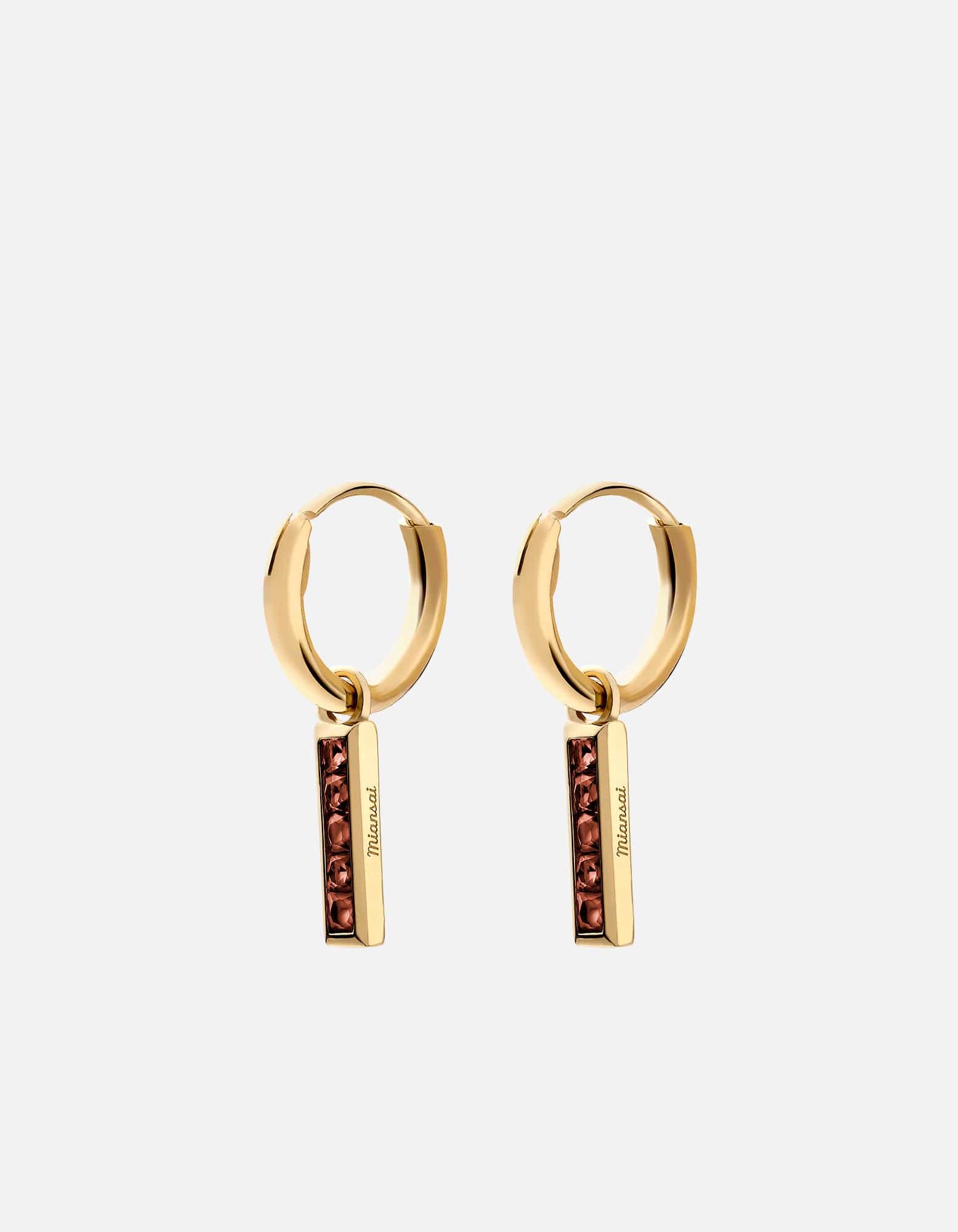 Totem Garnet Huggie Hoop Earrings - 14K Gold Vermeil Huggie Earrings for Women - Boho Chic Jewelry for Everyday Wear & Special Occasions