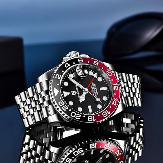 Men's GMT Stainless Steel Watch - Waterproof Sapphire Glass for Travel & Business