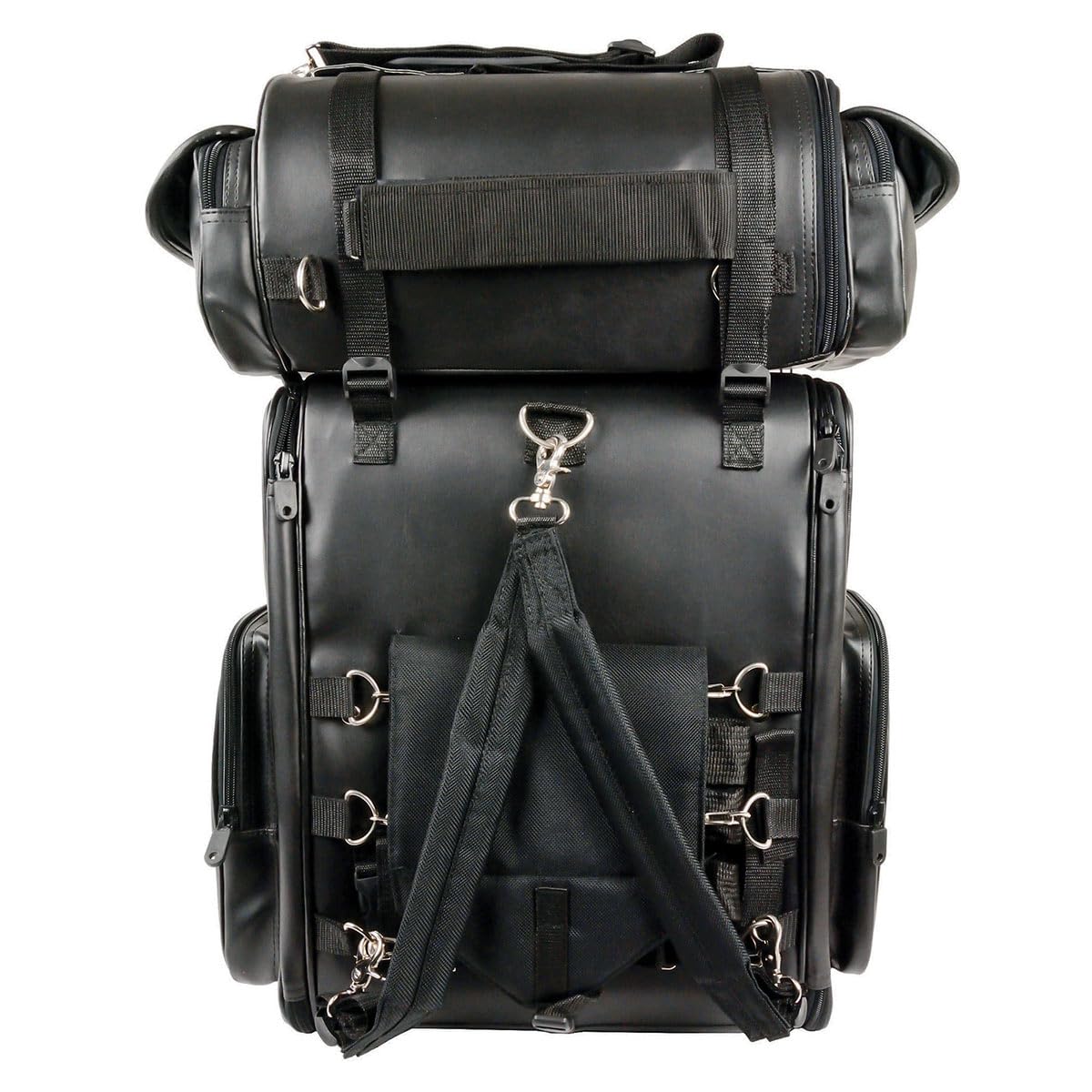 Milwaukee Performance SH672 X-Large Black PVC Motorcycle Touring Pack - 2-Piece Waterproof Luggage Set with Reflective Piping for Harley, Honda & Cruiser Bikes | Perfect for Long Road Trips & Adventure Travel