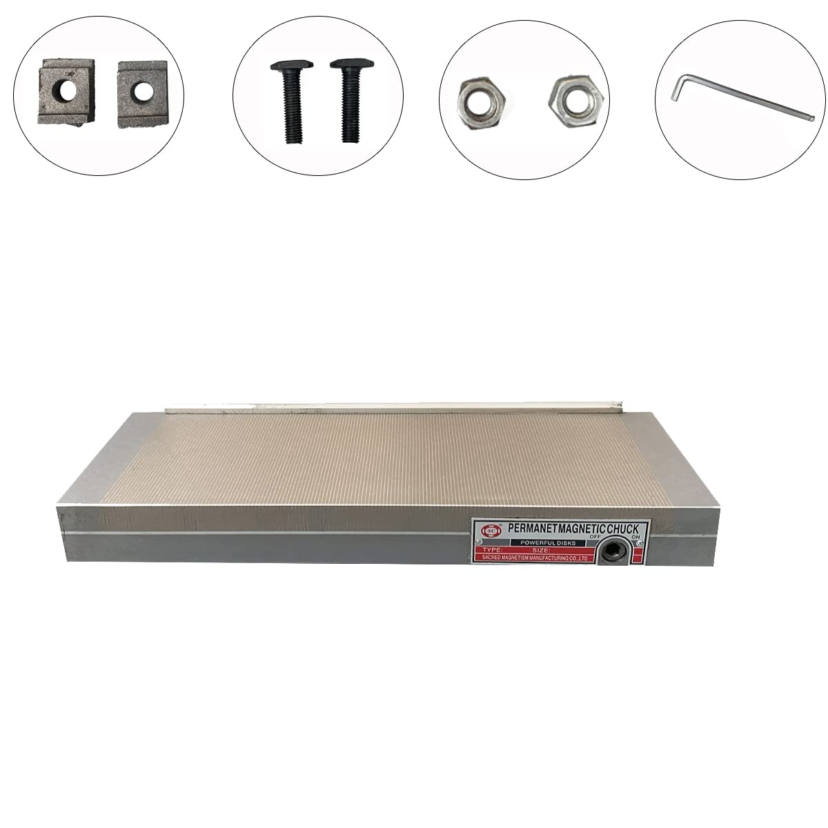 6x16 Inch Fine Pole Permanent Magnetic Chuck - Powerful Sealed Rectangular Chuck for Grinding Machine | Precision Metal Workholding for Surface Grinding & Milling Operations