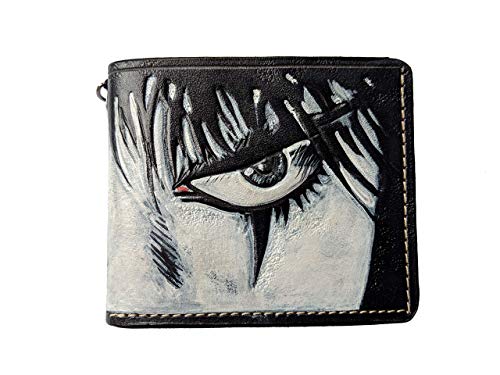Handcrafted 3D Genuine Leather Wallet for Men - Exquisite Hand-Carved & Hand-Painted Design - Custom Personalized Leather Wallet Inspired by James O’Barr’s The Crow - Perfect Gift for Collectors & Gothic Fashion Enthusiasts
