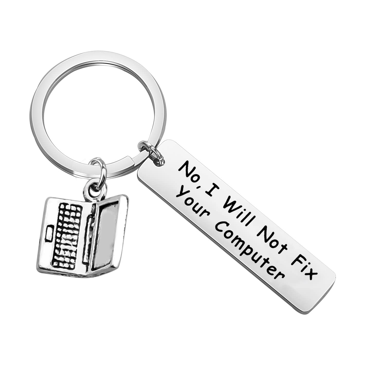 FUSTMW Programmer Keychain - 'No I Will Not Fix Your Computer' Funny Tech Gift for Developers & IT Professionals - Perfect for Coding Enthusiasts, Office Decor, and Geeky Gifts