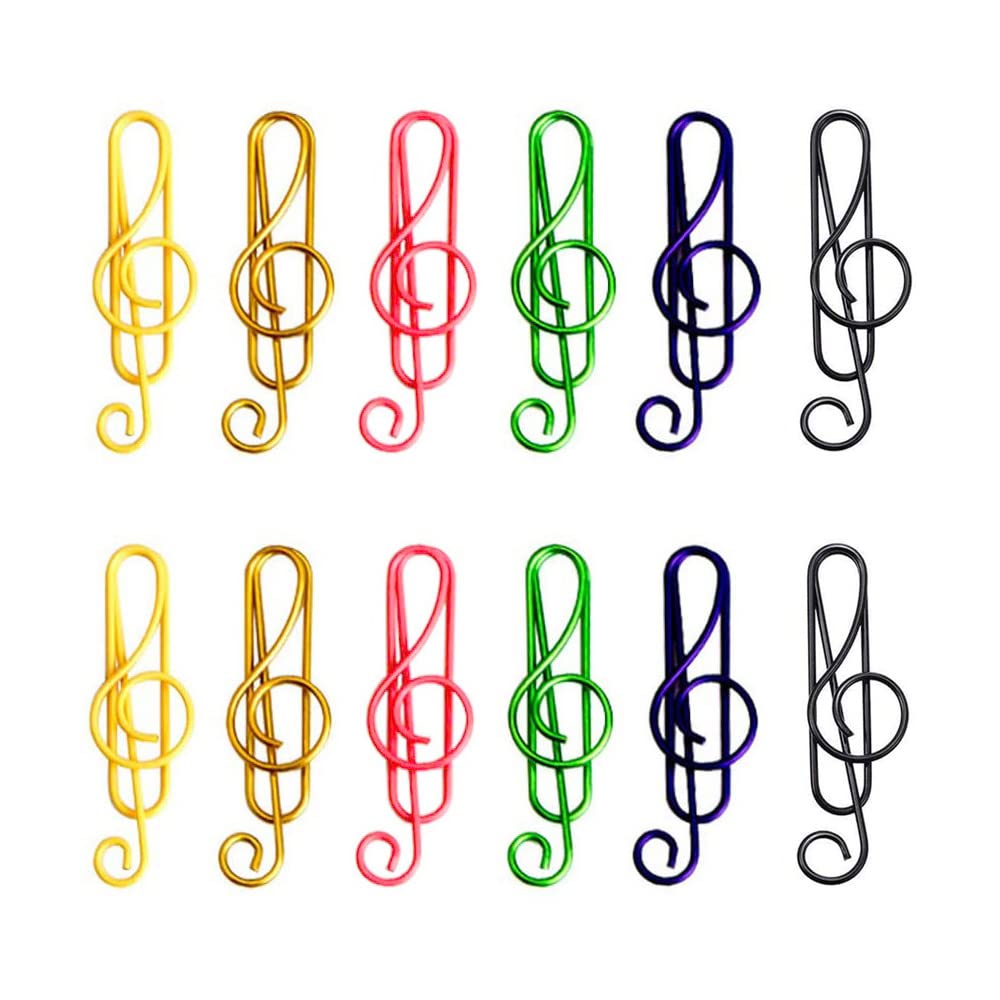 100 Pieces Music Note Paper Clips - Cute Musical Note Shaped Clips for Office, School, Desk Organization - Perfect for Bookmarking, Crafting & Gift Wrapping (Black & Silver)