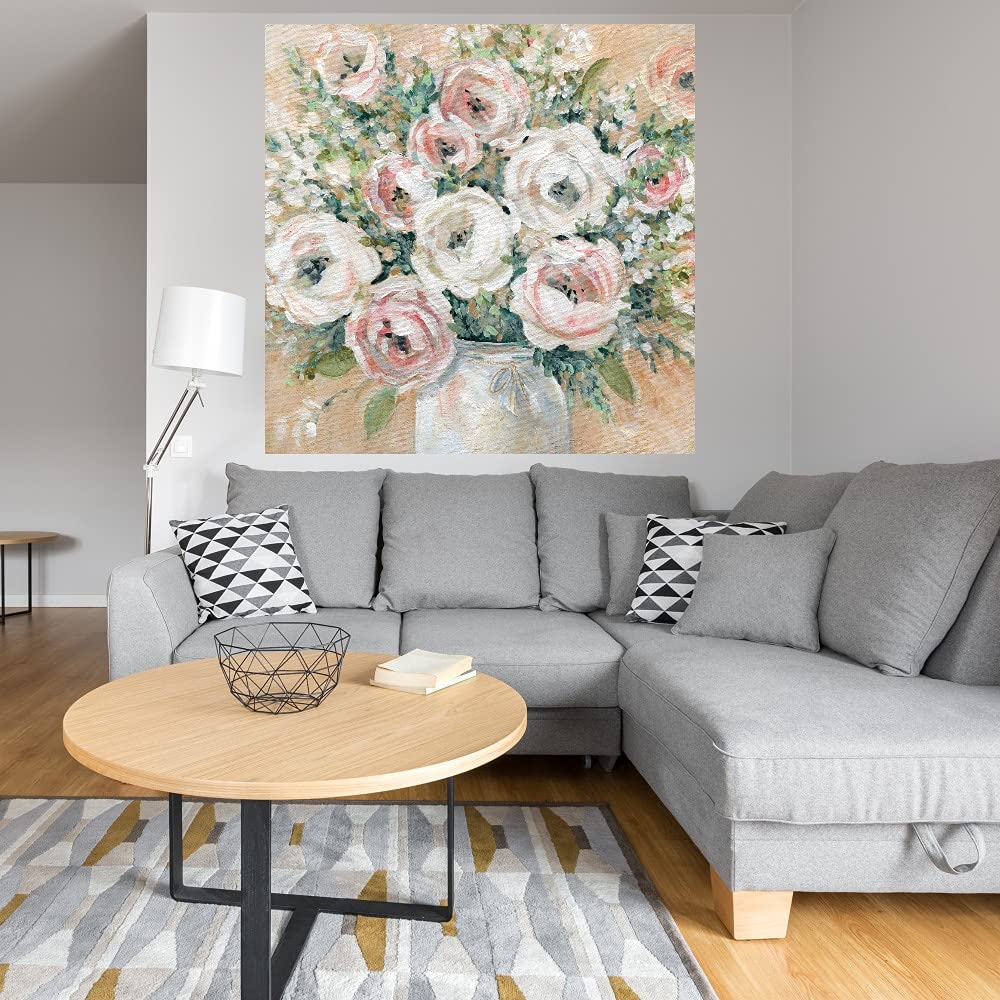 Pretty in Pink Abstract Floral Canvas Wall Art by Carol Robinson - 32x32 Inch Ready to Hang Painting for Living Room, Bedroom, Office Decor - Modern Home & Gift Idea for Women