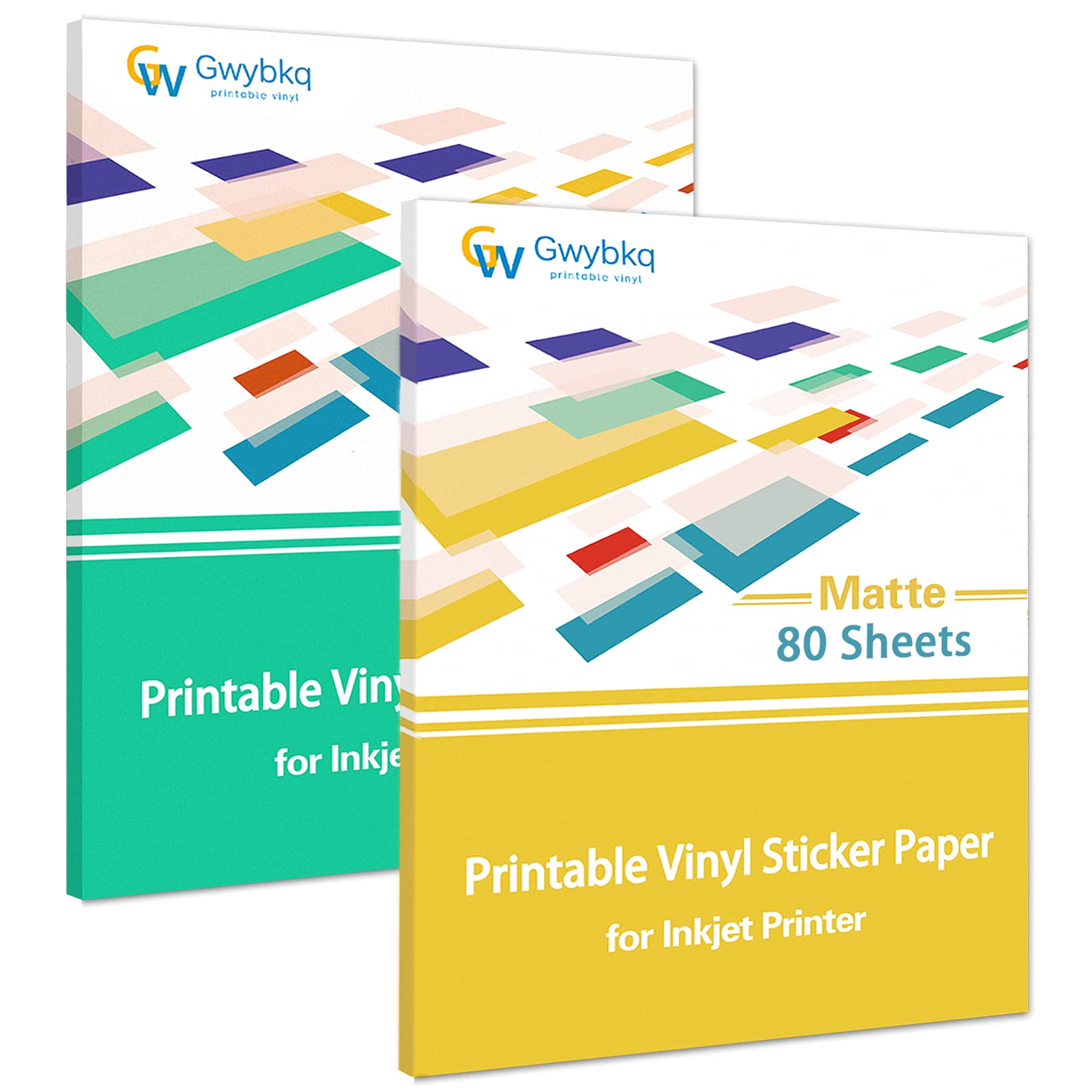 Printable Vinyl Sticker Paper for Inkjet Printer - 80 Sheets Matte & 50 Sheets Glossy White Waterproof Decal Paper - Tear & Scratch Resistant - DIY Labels, Crafts, Laptop Decals & Water Bottle Stickers