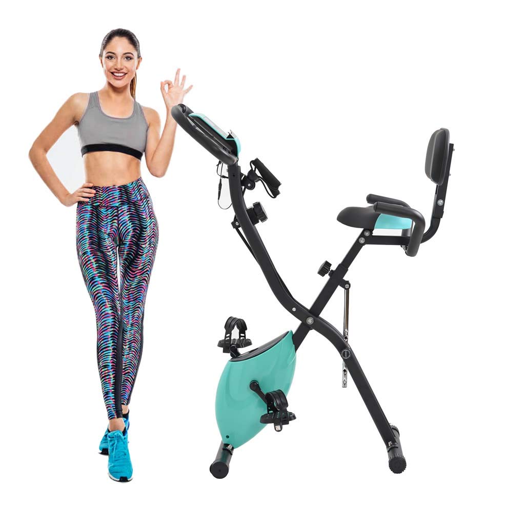 10-Level Magnetic Resistance Folding Exercise Bike - Adjustable Upright & Recumbent Stationary Bike for Home Gym | Perfect for Men, Women & Seniors | Compact Workout Equipment for Small Spaces & Apartment Fitness