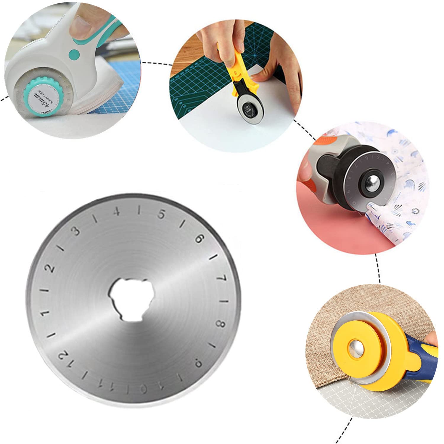 10 Pack 45mm Rotary Cutter Blades - Sharp Replacement Blades for OLFA, Fiskars Rotary Cutters - Perfect for Quilting, Sewing, Leather & Felt Crafts - Durable Fabric Cutting Tool for DIY & Professional Use