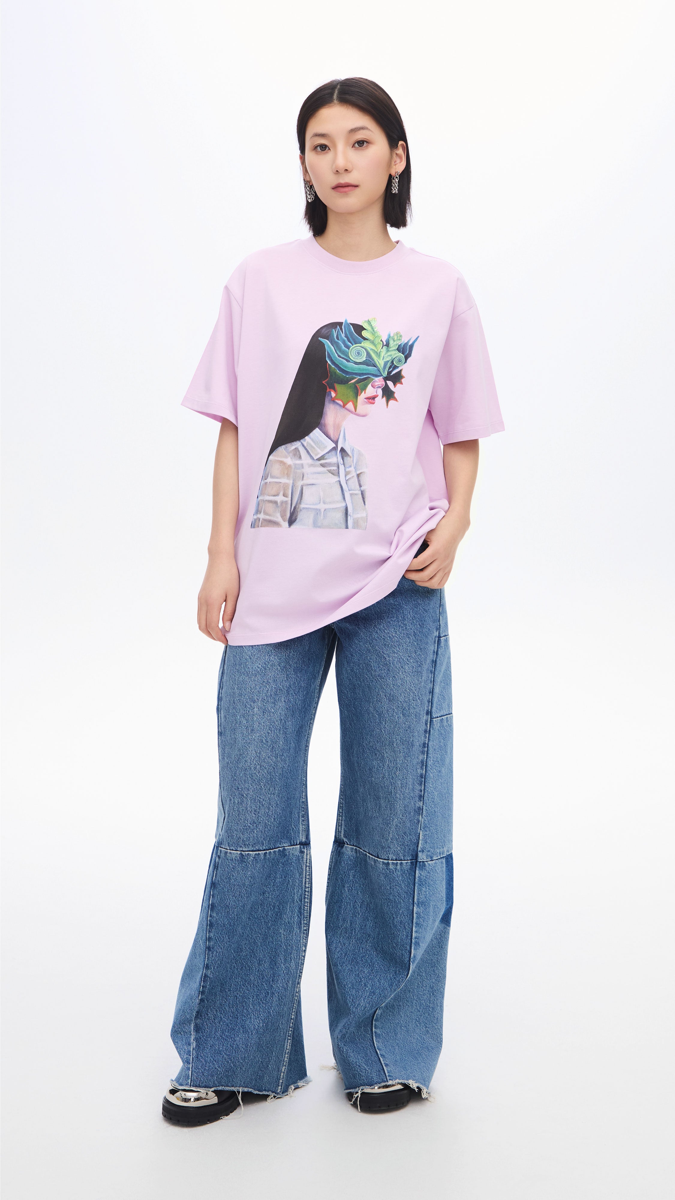 Mariko Enomoto Printed Loose Fit T-Shirt for Women - Soft Cotton Casual Tee for Everyday Wear, Street Style & Summer Outfits