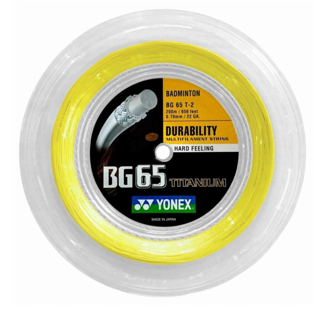 Yonex BG 65 Ti Badminton String Reel - High Performance Nylon Badminton Strings for Professional Players - Perfect for Tournament Play & Training Sessions