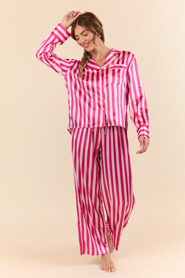 That's Our Secret Women's Striped Satin Pajama Set - Soft & Comfortable Sleepwear for Women - Perfect for Relaxing at Home, Sleepovers & Gift Giving