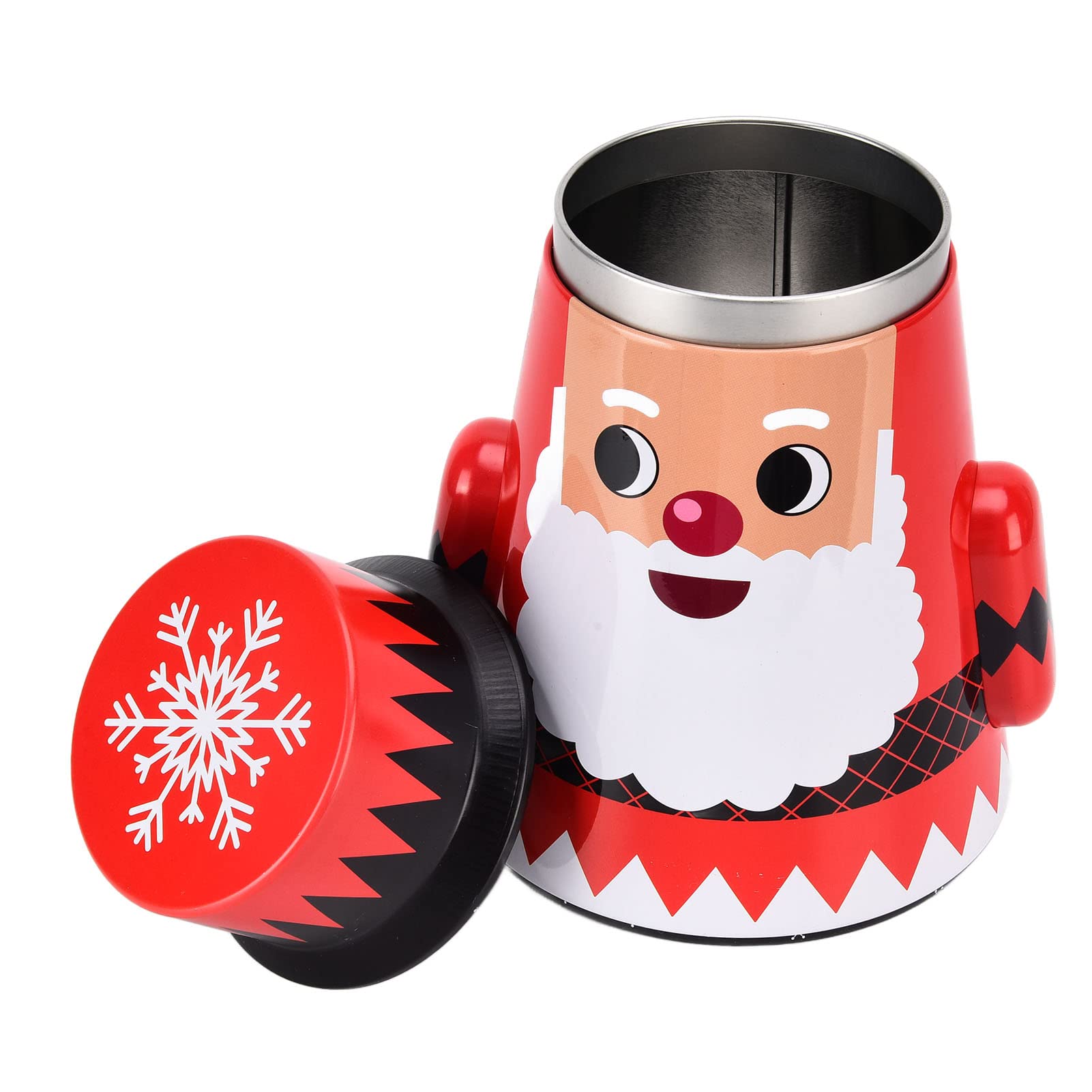 Annad Christmas Iron Candy Storage Box - Roly Poly Design, Dustproof & Soil Proof, Large Capacity Candy Tin Can for Wedding, Birthday & Holiday Treats (Santa Claus) - Perfect for Home, Office & Party Decorations