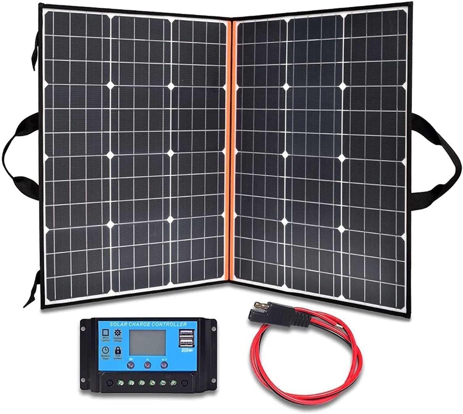 200W Monocrystalline Solar Panel Kit - Portable, Foldable & Durable Solar Charger with Adjustable Kickstand Case, IP67 Waterproof for Outdoor Camping, RV, Hiking, Emergency Power Supply and Off-Grid Living