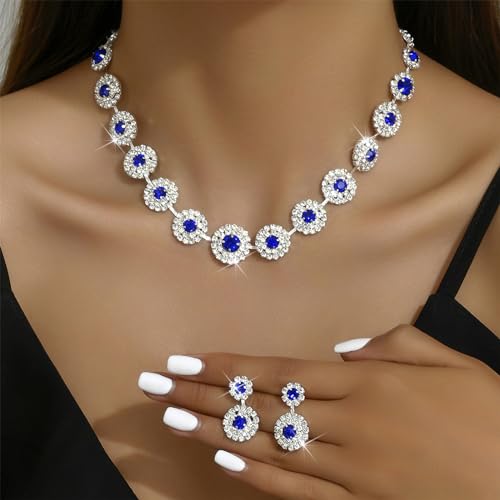 H: blue necklace earrings set