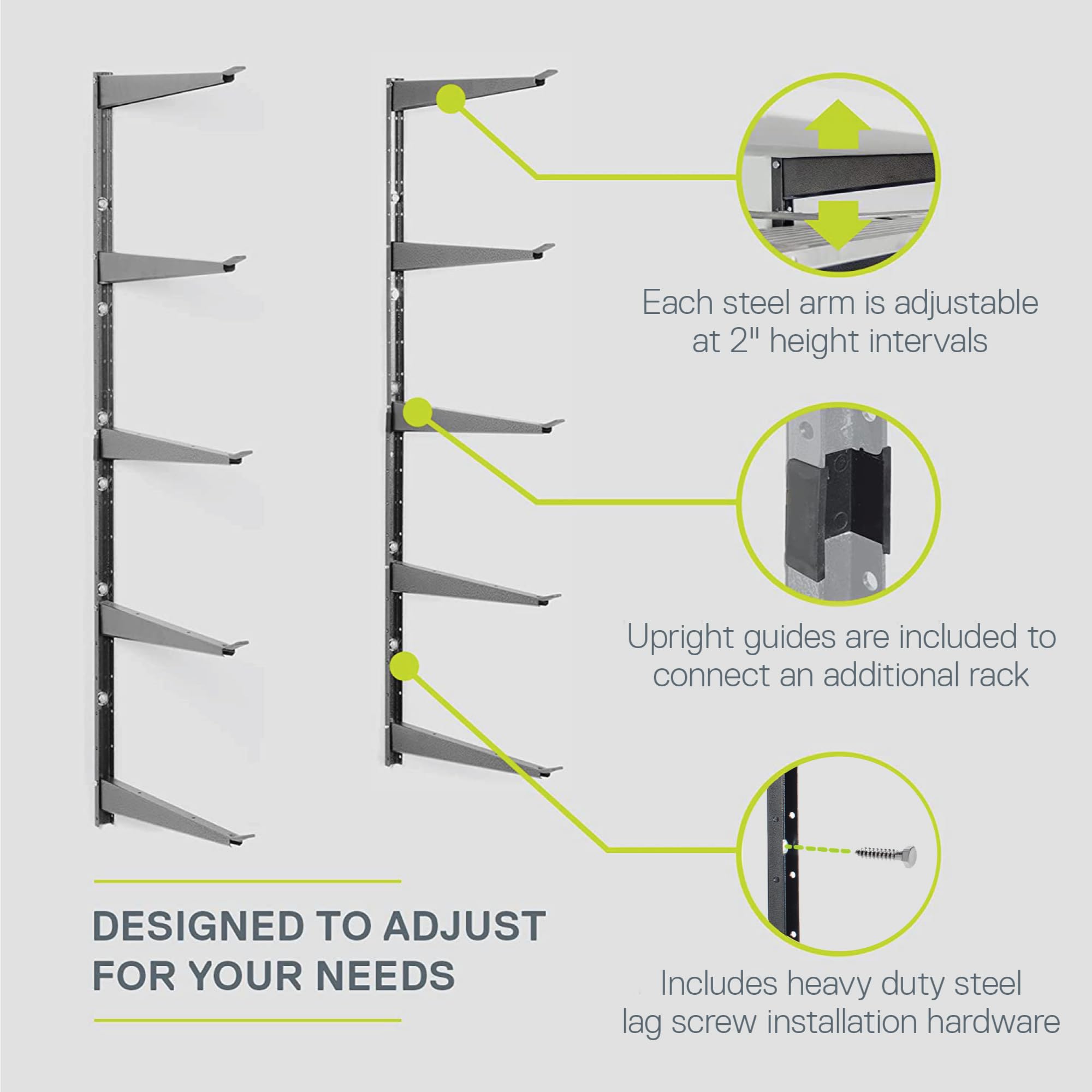 Heavy Duty Wood and Lumber Storage Rack (2-Pack) - 960 lbs Capacity Steel Garage Shelving - Easy Install Mounted Rack for Garage, Basement, Pantry Organization - Perfect for Storing Plywood, 2x4s, and DIY Supplies by Delta Cycle