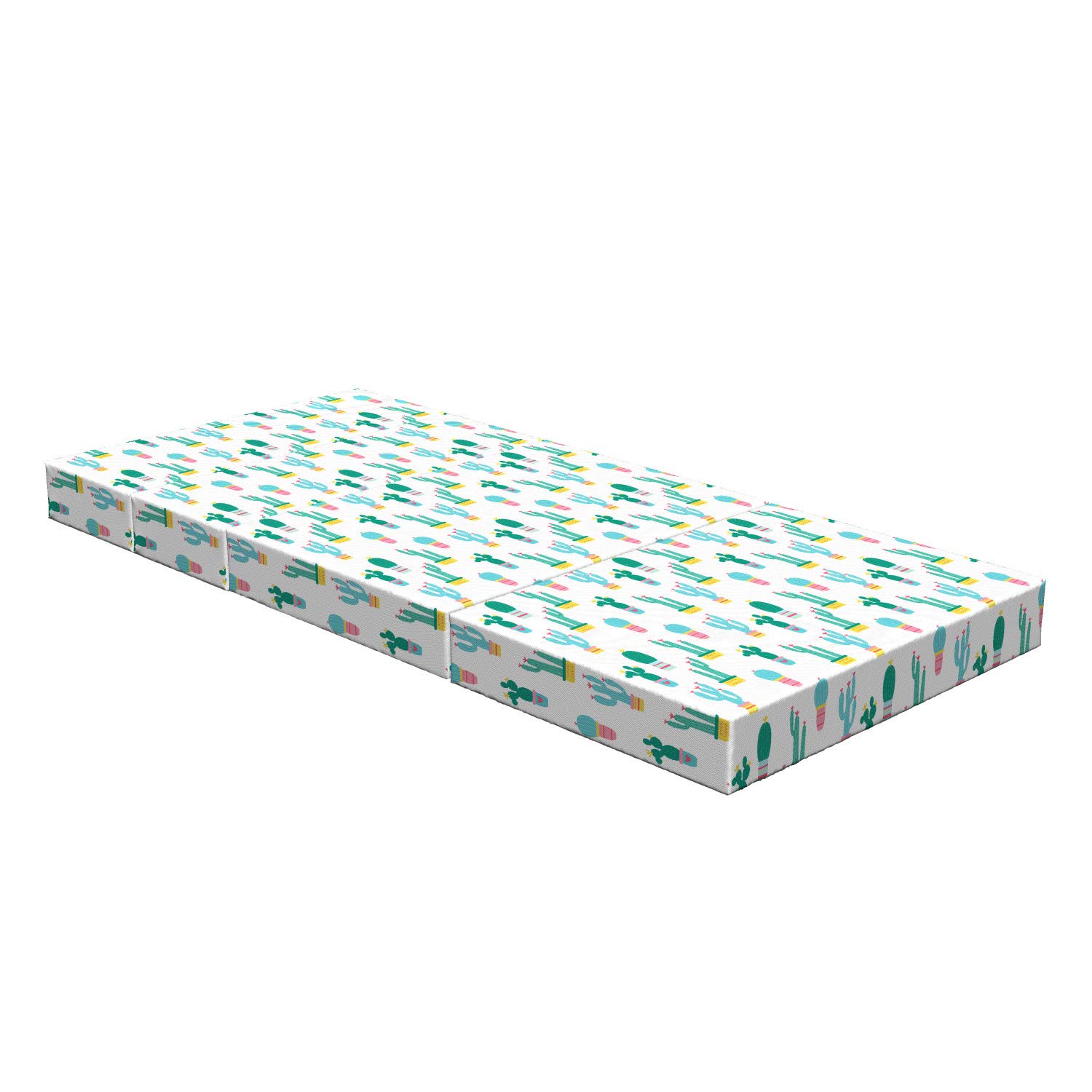 Ambesonne Cactus Foldable Mattress - Prickle Plant in Pots Design, 74.8