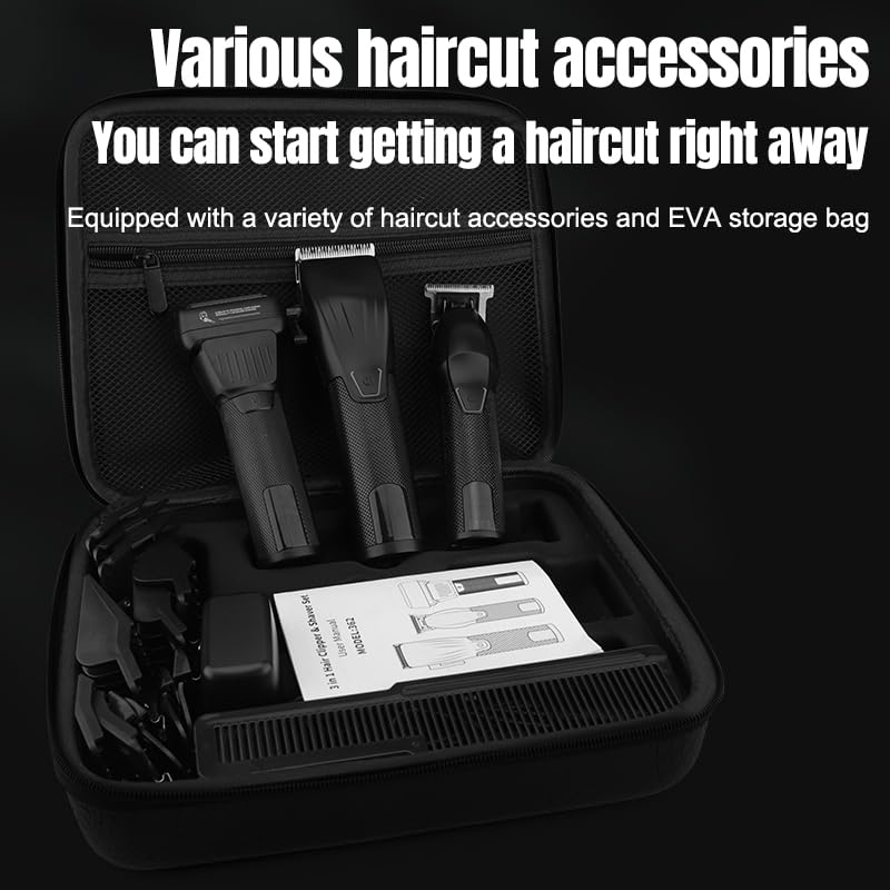 Professional Hair Clippers for Men - Cordless Barber Clippers & Trimmer Set with LCD Display, Electric Razor & Foil Shavers for Precision Hair Cutting | Includes Travel Case - Perfect for Home Grooming, Salon Use & Men's Gift Ideas