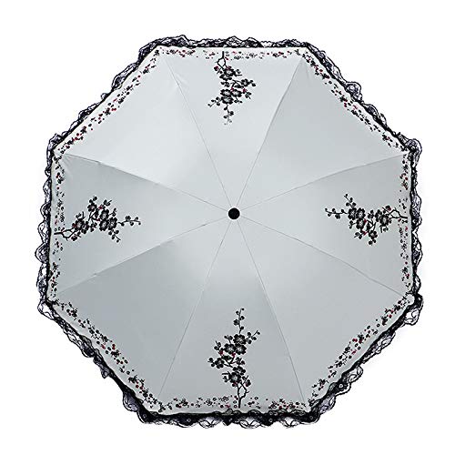 UV Protection Sun Umbrella with Lace Trim - Compact & Lightweight for Summer - Perfect for Beach, Travel, and Outdoor Activities