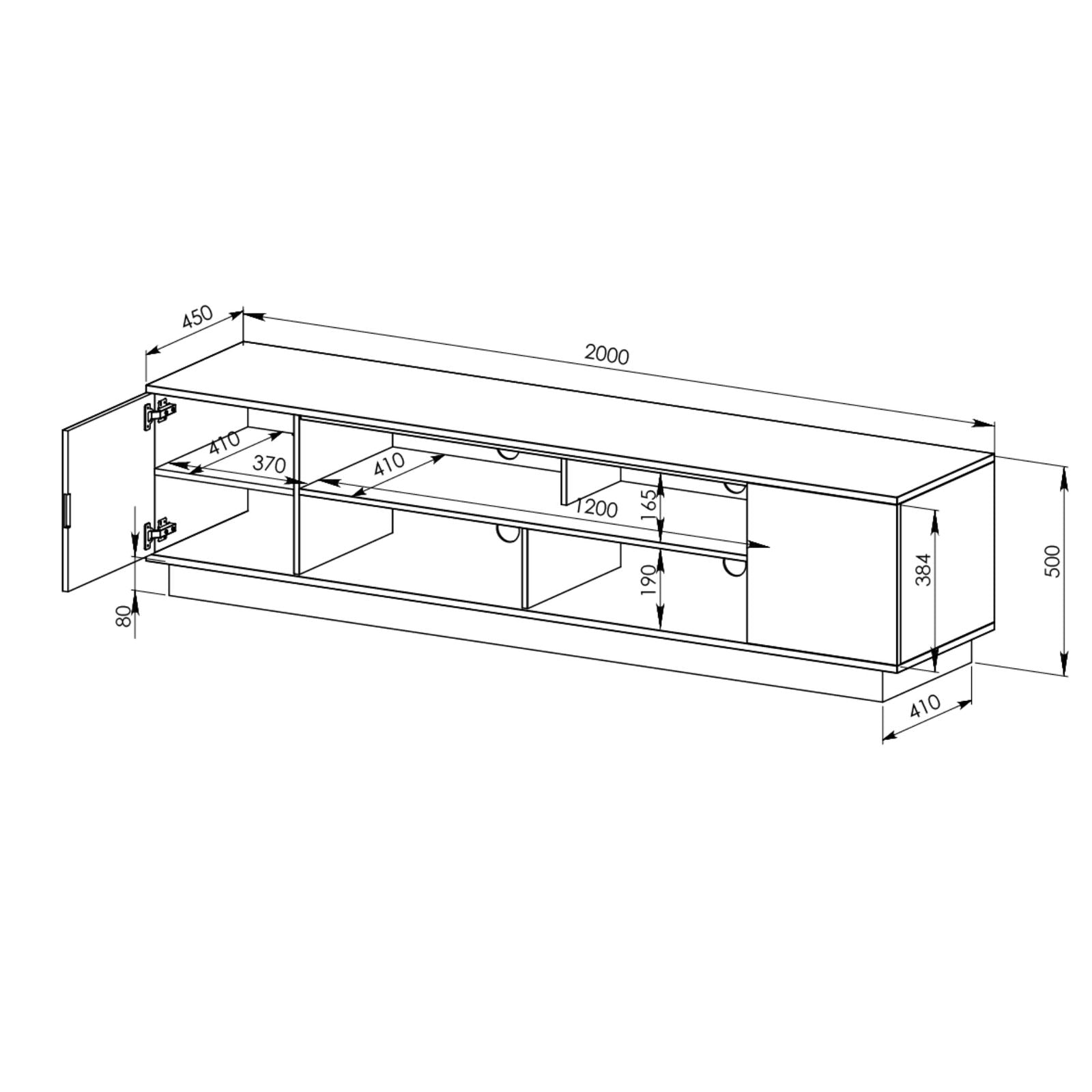DELUX 200cm Oak & White TV Stand Entertainment Unit with Storage - Modern Media Console for Living Room, Home Theater & Gaming Setup