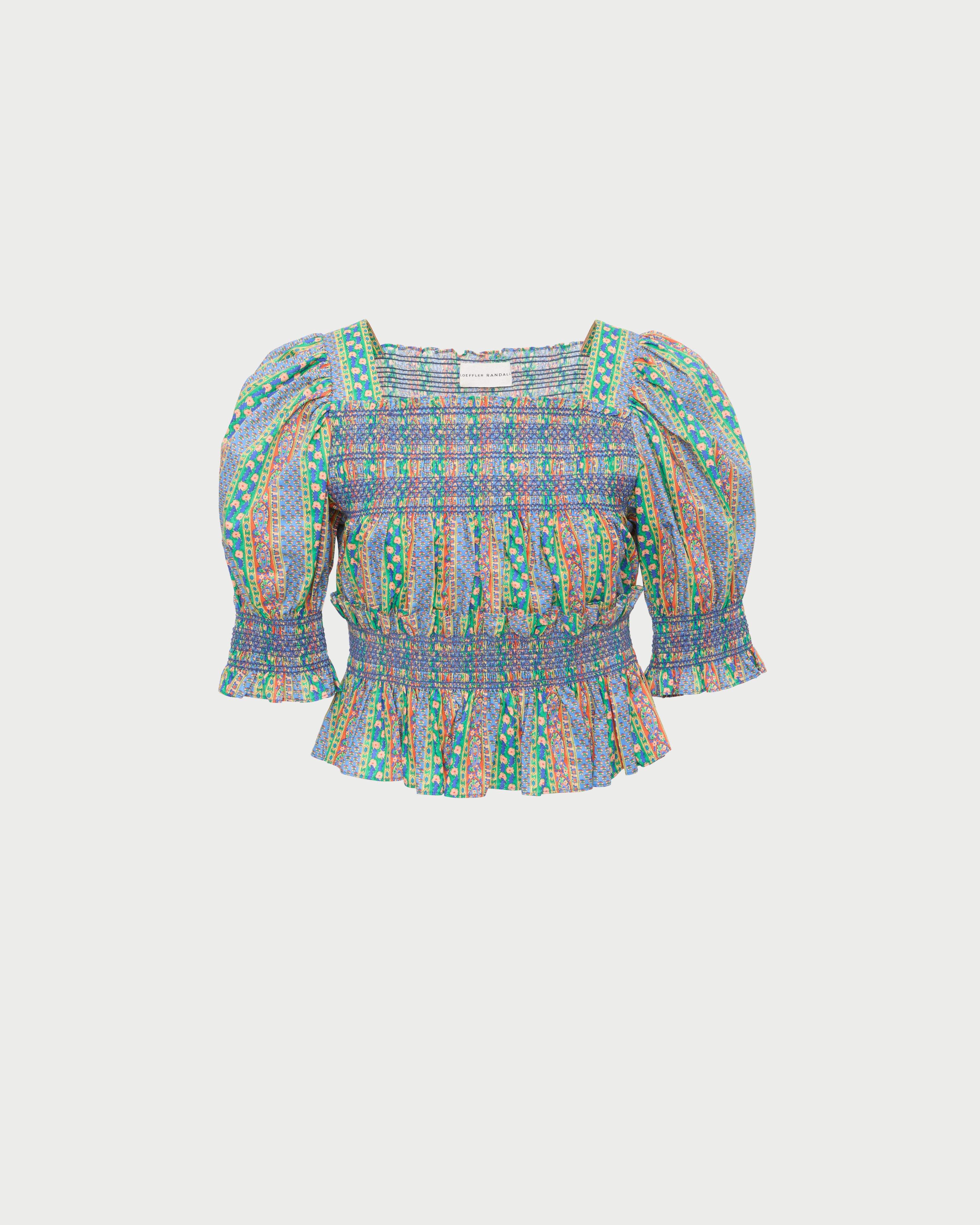 Nicola Smocked Blouse for Women - Elegant Ruffled Puff Sleeve Top | Perfect for Office, Date Night & Special Occasions