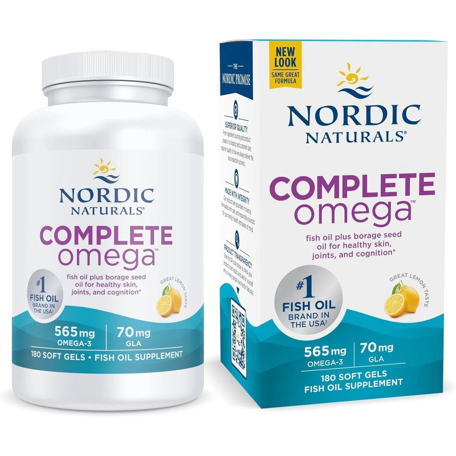 Nordic Naturals Complete Omega-3 Fish Oil Supplement - 180 Softgels for Heart, Brain & Joint Health - Supports Immune System & Healthy Skin - Perfect for Adults & Active Lifestyles