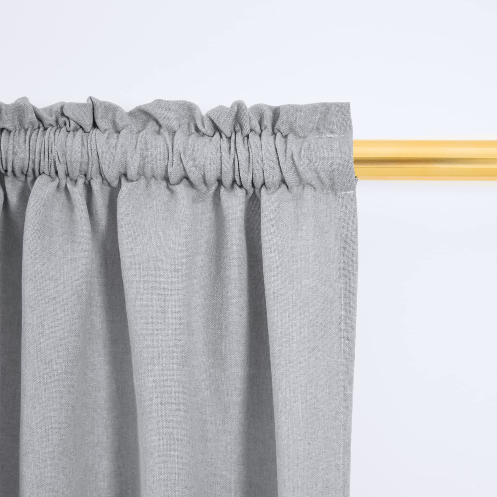 UPOPO 18 Inch Grey Linen Textured Valance Curtain - Rod Pocket Window Topper for Kitchen, Living Room & Bedroom - 1 Panel (54