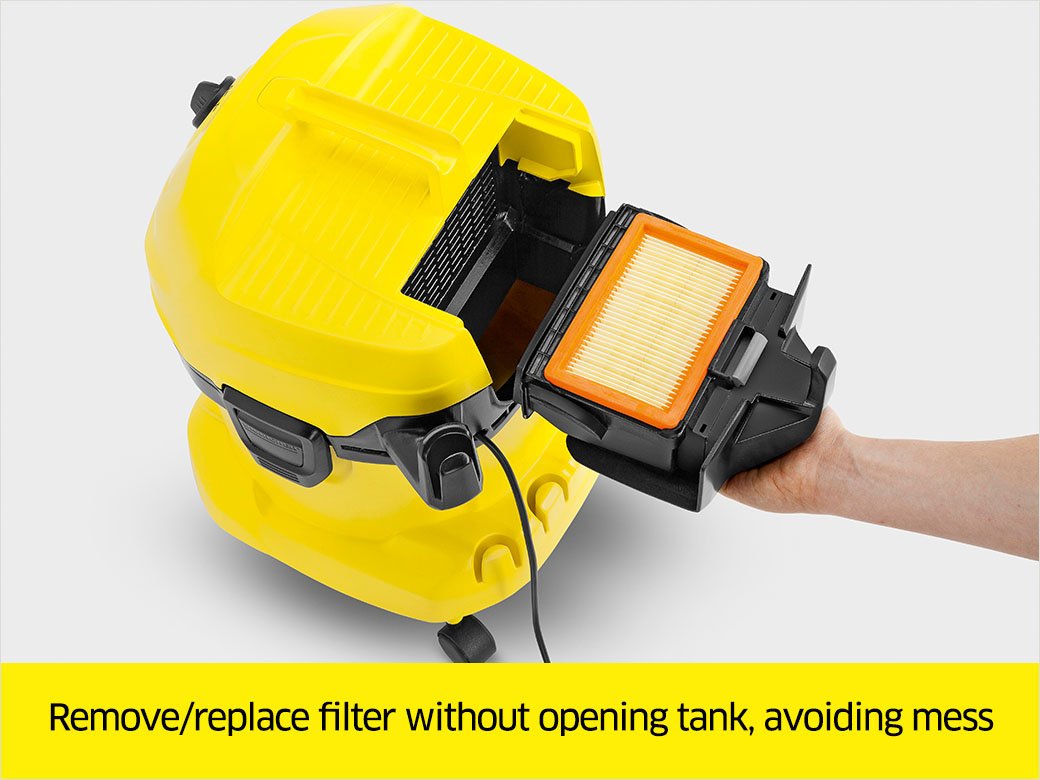 Karcher WD 4 5.3 Gallon Wet Dry Vacuum Cleaner with Attachments - Powerful Multi-Purpose Shop Vac for Home, Garage, Workshop & Car Cleaning