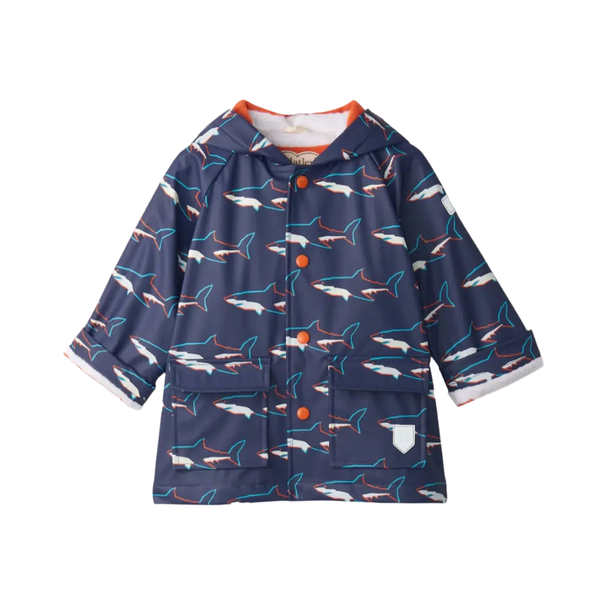 Hatley Button Up Rain Jacket for Kids - Color Changing Sharks Design, Waterproof Windbreaker for Outdoor Play & School