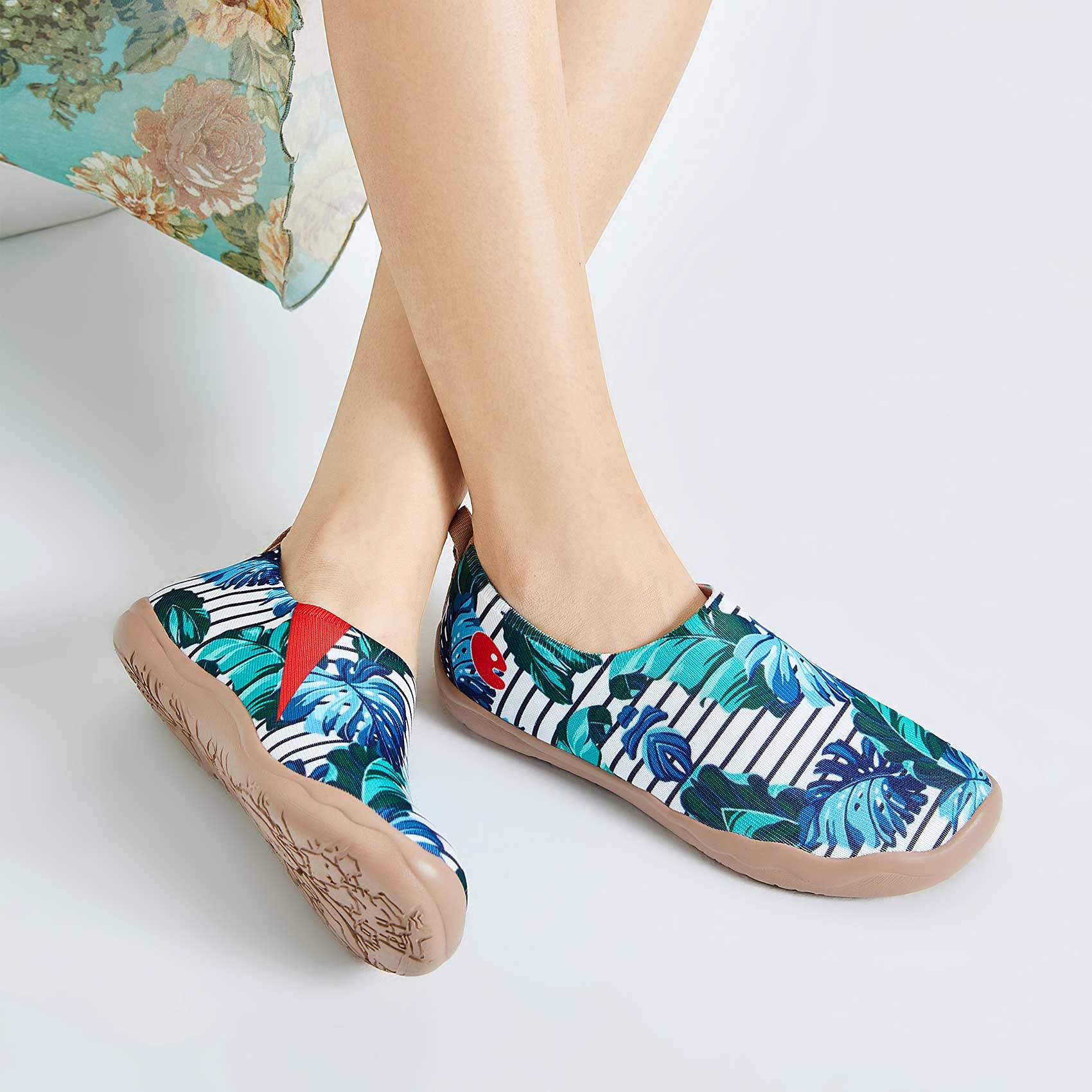 UIN Women's Slip On Sneakers - Comfortable Knit Loafers with Artistic Paint Design | Soft Walking Shoes for Casual Wear, Travel & Everyday Use
