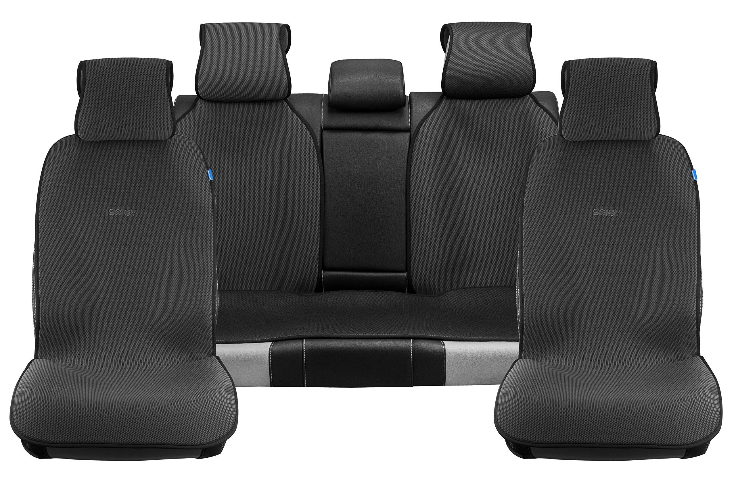 Sojoy Universal Car Seat Covers Set - 4 Season Honeycomb Fabric Seat Protectors & Cushions for Cars, SUVs, Trucks | Durable, Breathable Black Seat Covers for Comfort & Protection