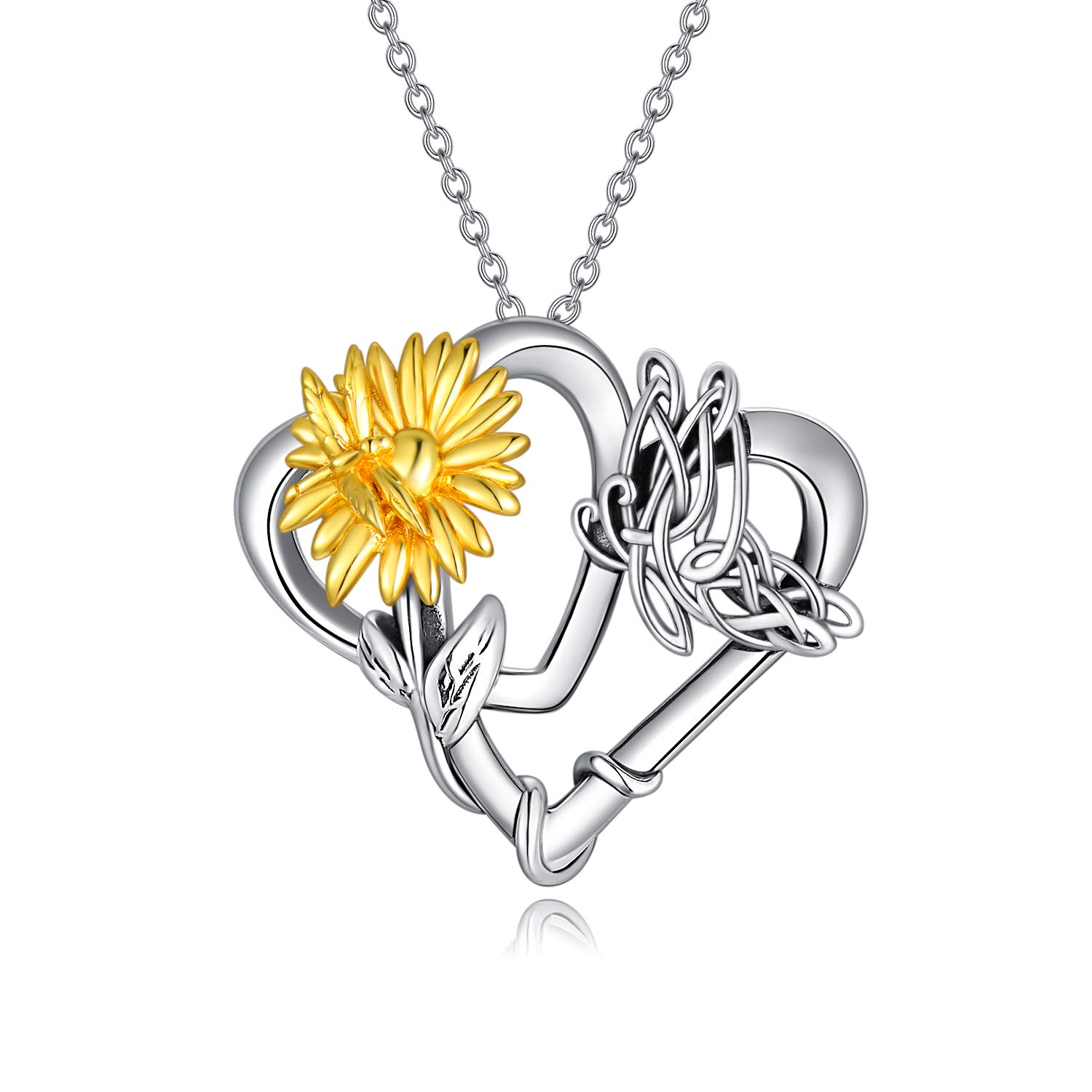 Sunflower Necklace Sterling Silver with Freshwater Pearl & Celtic Knot Pendant - Elegant Birthday Jewelry Gift for Women | Perfect for Weddings, Anniversaries & Special Occasions