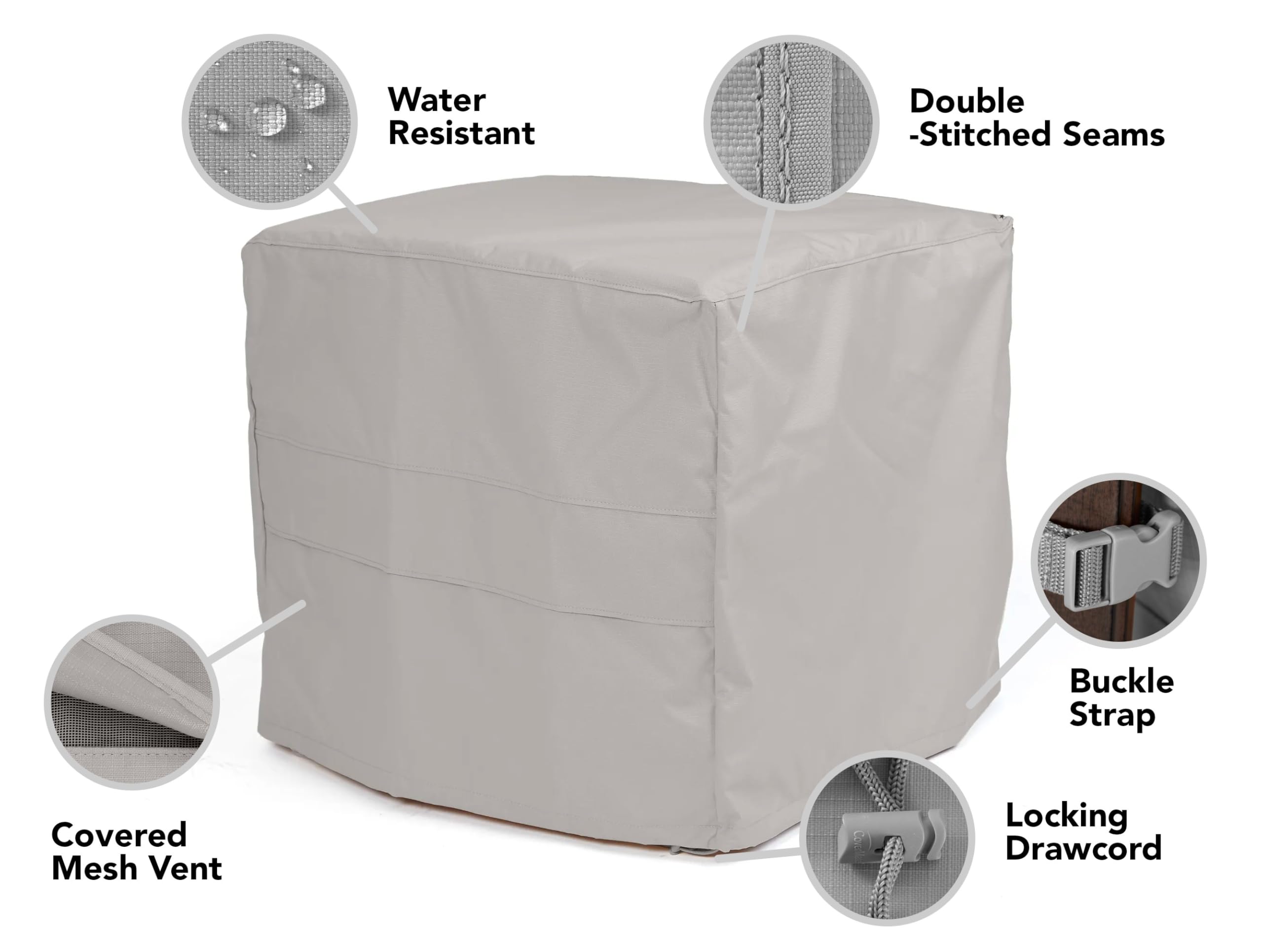 Heavy-Duty Polyester Square Dining Table Cover 38x38 Inches - Weatherproof, Ripstop Grey with Mesh Vent - Perfect for Outdoor Patio, Picnic, and Restaurant Use