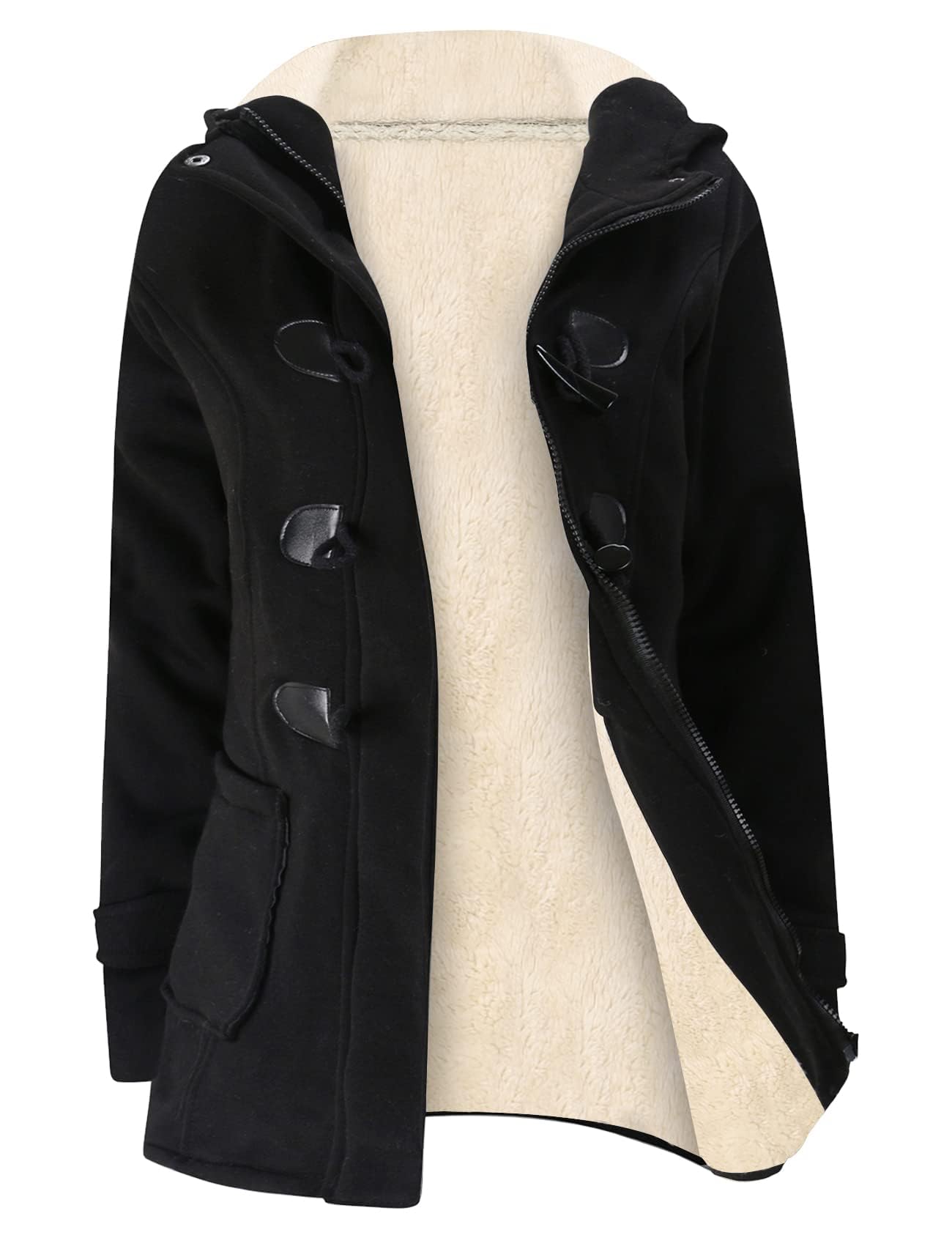 Women's Sherpa Lined Winter Jacket - Warm Hooded Fleece Coat with Duffle Toggle | Cozy Outerwear for Cold Weather, Snow Days & Outdoor Activities