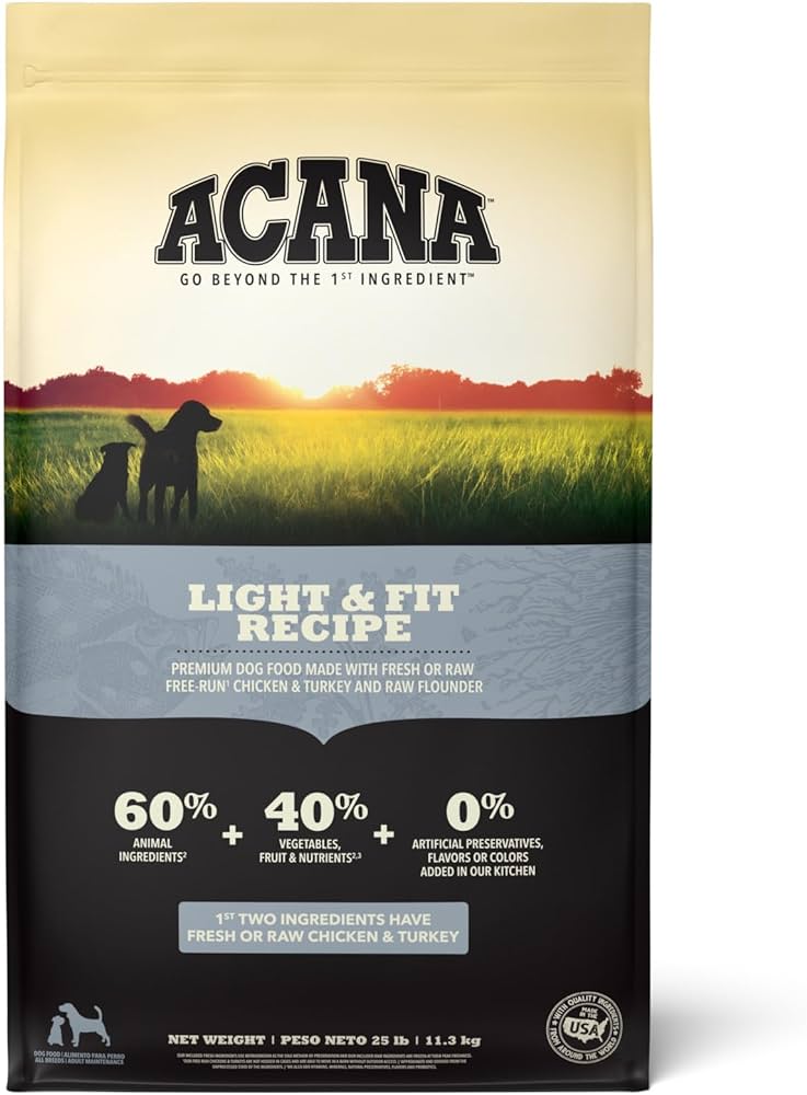 Acana Grain Free Dry Dog Food - Light & Fit Formula for Weight Management - High Protein, Natural Ingredients for Adult Dogs - Perfect for Indoor & Active Lifestyles