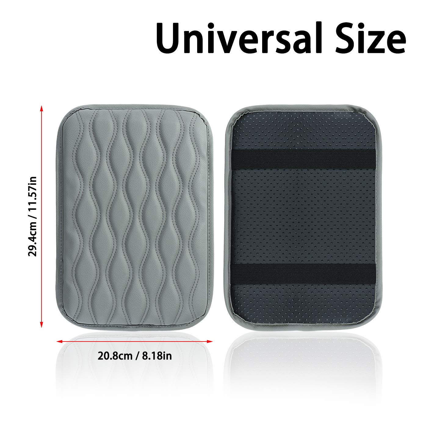 SUHU Universal Auto Center Console Cover Pad - Waterproof Leather Armrest Cover for SUV, Truck, Car (Gray) | Protects & Enhances Vehicle Interior Comfort