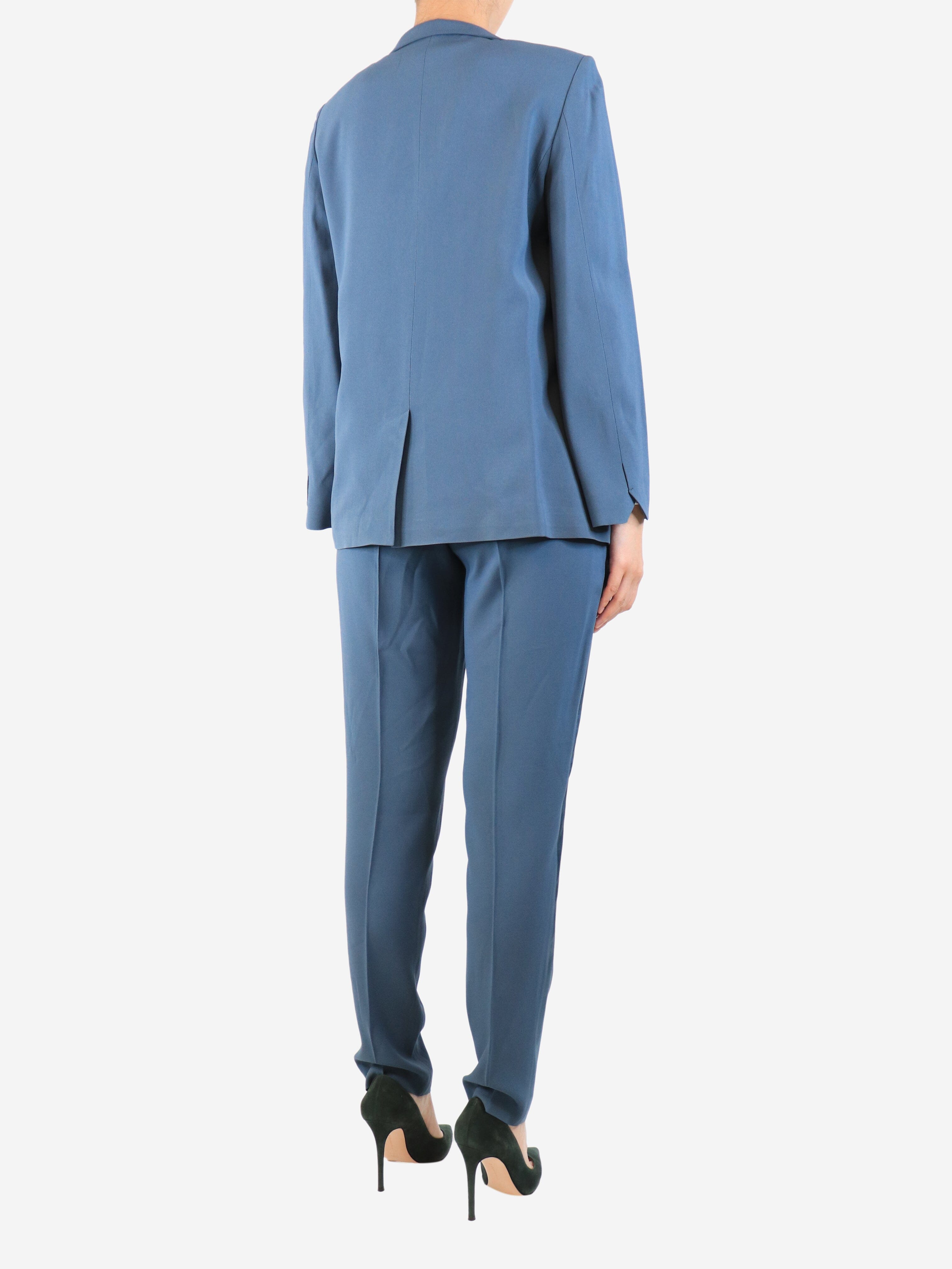 Stylish Blue Two Piece Suit Set for Women - UK Size 10 | Formal Office Wear & Business Attire for Professional Women